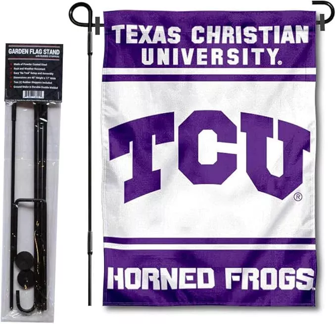 college-flags-banners-co-texas-christian-horned-frogs-garden-flag-with-stand-hol College Flags & Banners Co. Texas Christian Horned Frogs Garden Flag with Stand Holder