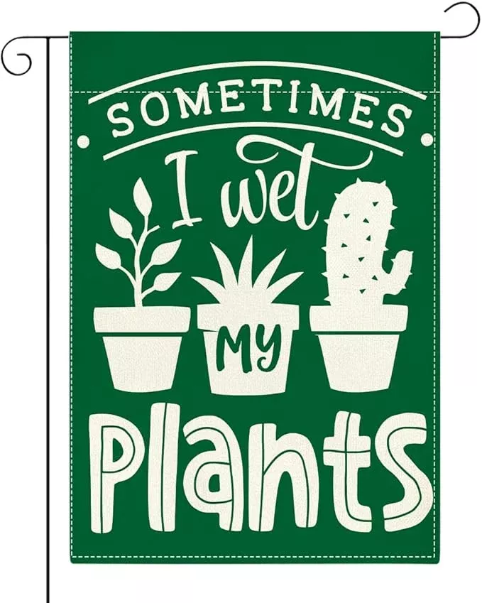 cute-funny-garden-flag-sometimes-i-wet-my-plant-lover-gift-outdoor-decorations-s Cute Funny Garden Flag Sometimes I Wet My Plant Lover Gift Outdoor Decorations Small Double Sided Burlap art Stained Glass Style Garden Flags 12 x 18 Inch for Outside