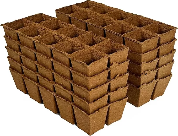 daniel-s-plants-2-naked-pots-natural-plantable-seed-starter-trays-omri-listed-bi Daniel's Plants 2" Naked Pots | Natural Plantable Seed Starter Trays | OMRI-Listed Biodegradable Tray For Seedlings | Enhanced Drainage & Aeration | Earth Friendly - Peat Free | 100 Pack 2 Inch Square