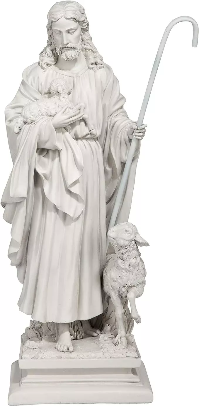 design-toscano-eu1785-jesus-good-shepherd-religious-garden-statue-12-inches-wide Design Toscano EU1785 Jesus The Good Shepherd Religious Garden Statue, 12 Inches Wide, 8 Inches Deep, 28 Inches High, Antique Stone Finish