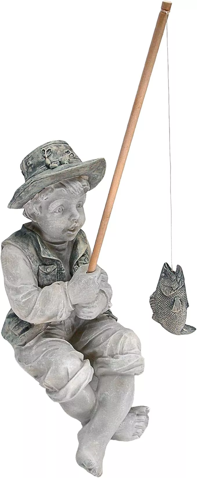design-toscano-frederic-little-fisherman-avignon-boy-fishing-garden-statue-15-in Design Toscano Frederic the Little Fisherman of Avignon Boy Fishing Garden Statue, 15 Inch Tall, Cast Stone Resin, Two Tone Stone Finish