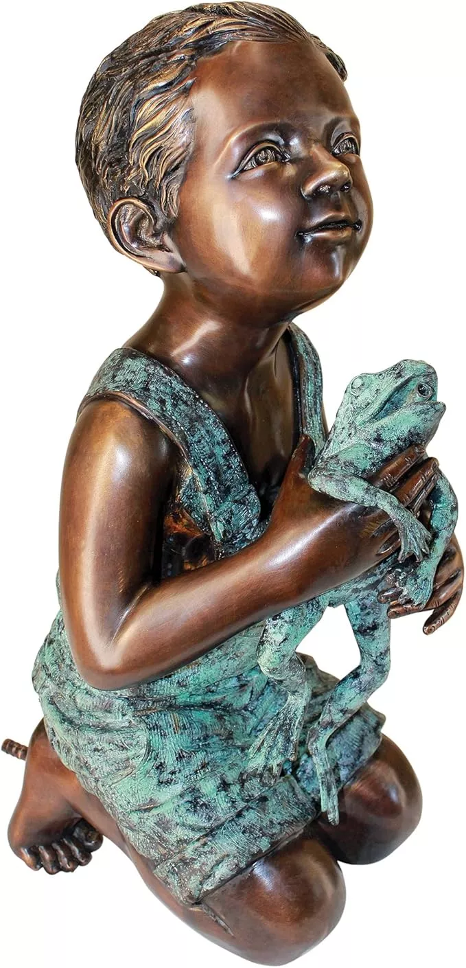 design-toscano-friend-boy-with-frog-garden-statue-cast-bronze Design Toscano Friend Boy with Frog Garden Statue, Cast Bronze