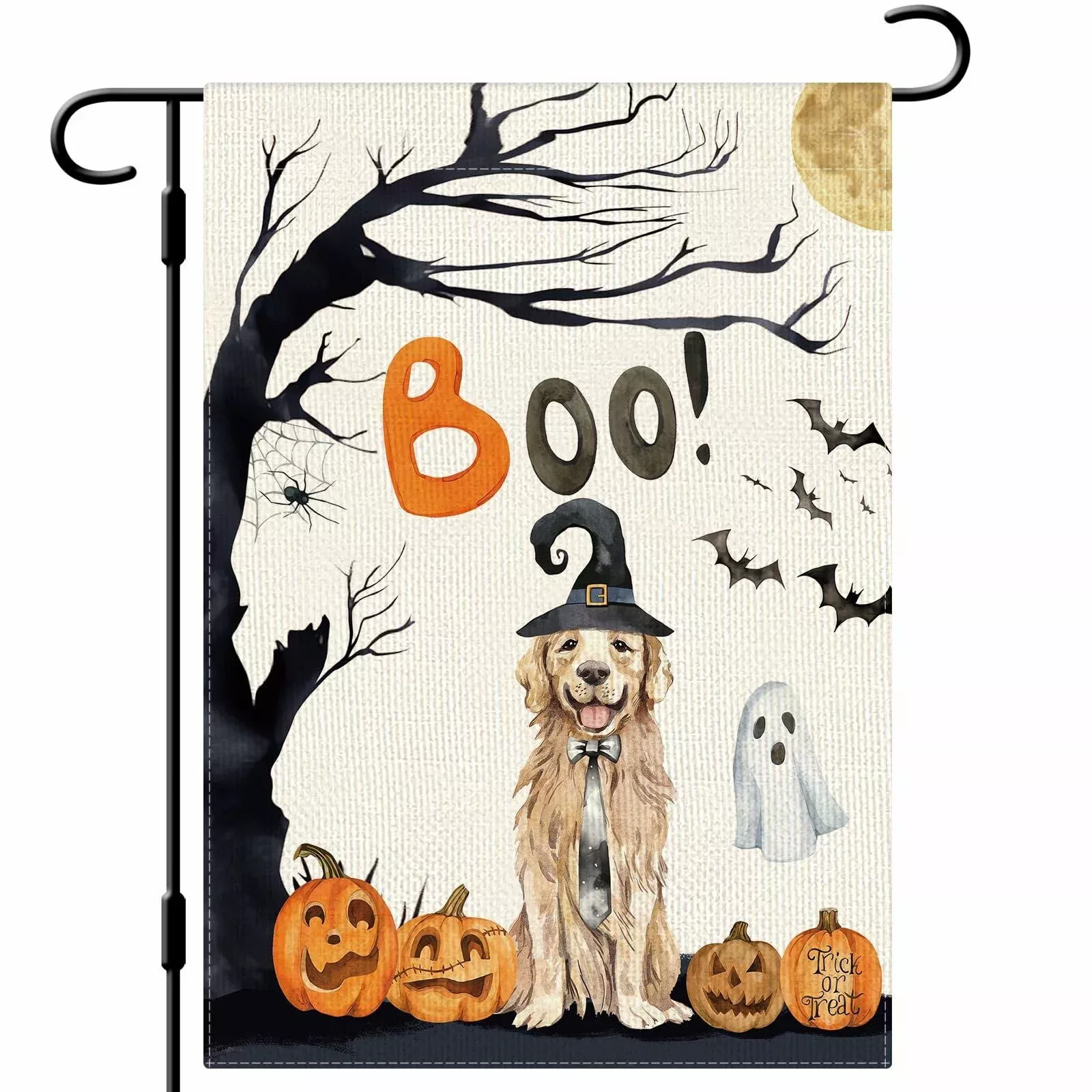 dlzdn-halloween-boo-dog-garden-flag-pumpkin-golden-retriever-12x18-burlap DLZDN Halloween Boo Dog Garden Flag Pumpkin Golden Retriever 12x18 Burlap