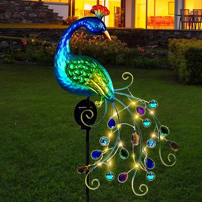 dreamsoul-metal-peacock-garden-solar-lights-outdoor-decorative-garden-stake-ligh DREAMSOUL Metal Peacock Garden Solar Lights Outdoor Decorative Garden Stake Lights- Waterproof Peacock Solar Landscape LED Path Light Patio Yard Lawn Outside Decoration