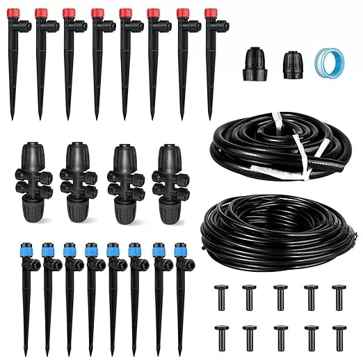 drip-irrigation-system-kit-garden-watering-system-with-16ft-1-2-79ft-1-4-irrigat Drip Irrigation System Kit - Garden Watering System with 16FT 1/2'' & 79FT 1/4" Irrigation Tubing Parts - Automatic Irrigation Sprinkler Equipment for Raised Beds, Plants, Garden, Lawn, Greenhouse