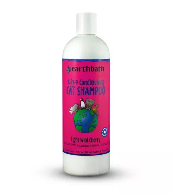 Earthbath, Light Wild Cherry 2-in-1 Conditioning Cat Shampoo, 16 oz