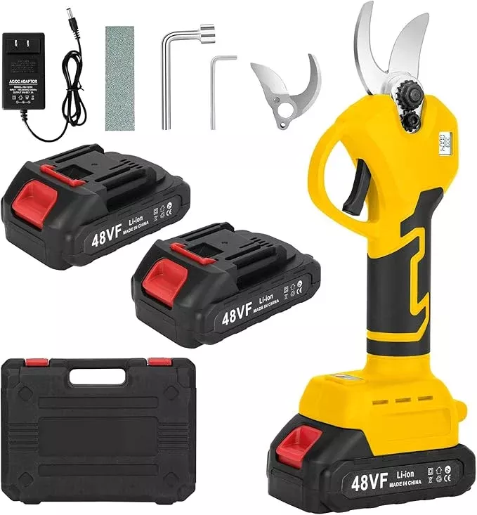 electric-pruning-shears-cordless-electric-scissors-with-2-pcs-rechargeable-48v-2 Electric Pruning Shears, Cordless Electric Scissors with 2 PCS Rechargeable 48V 2.0 Ah Batteries & 2 Blades, 1.6" Cutting Diameter Pruning Shears Garden Tool for Tree Trimming Branch Cutter