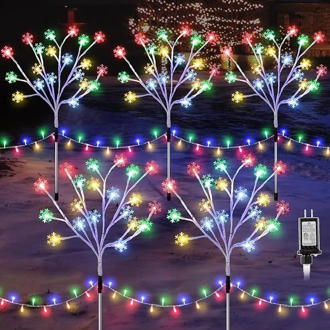 enhon-5-pack-snowflake-christmas-pathway-lights-180-led-garden-stake-lights-with Enhon 5 Pack Snowflake Christmas Pathway Lights, 180 LED Garden Stake Lights with 8 Light Modes and Timer Function, Waterproof Xmas Decoration Tree Light for Outdoor Yard Lawn Patio Decor (Cool White)