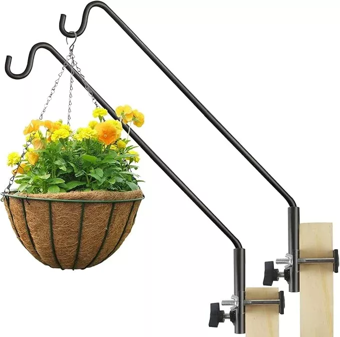 erytlly-2-packs-extended-rail-hook-fence-deck-bird-feeder-hook-360-degree-rotary ERYTLLY 2 Packs Extended Rail Hook Fence Deck Bird Feeder Hook 360 Degree Rotary and Length Adjustable Plant Bracket for Feeders, Planters, Suet Baskets, Lanterns, Wind Chimes and More