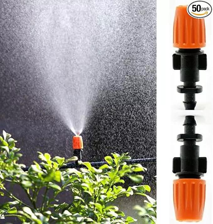 faddare-50pcs-garden-irrigation-misting-dripper-set-adjustable-flow-black-orange FADDARE 50pcs Garden Irrigation Misting Dripper Set, Adjustable Flow, Black+Orange, Engineering Plastics