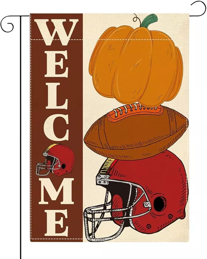 fall-welcome-garden-flag-autumn-pumpkin-football-garden-flag-12x18-inch-double-s Fall Welcome Garden Flag Autumn Pumpkin Football Garden Flag 12x18 inch Double Sided Fall Thanksgiving Flags for Yard Outdoor Front Door (Flay 1803)