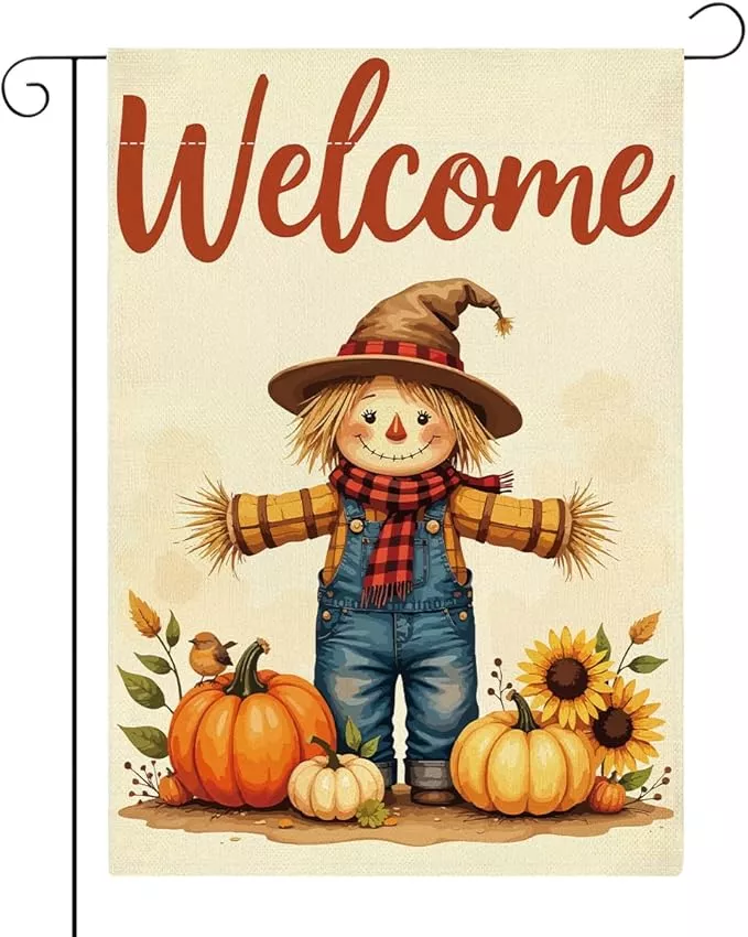 fall-welcome-garden-flag-autumn-thanksgiving-scarecrow-garden-flag-12x18-inch-do Fall Welcome Garden Flag Autumn Thanksgiving Scarecrow Garden Flag 12x18 inch Double Sided Fall Thankful Flags Holiday Decorations for Yard Lawn Patio (Flay 1810)