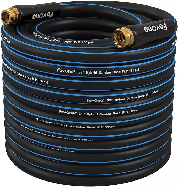 fevone-100-ft-garden-hose-2-year-warranty-heavy-duty-water-hose-hybrid-polymer-k Fevone 100 ft Garden Hose, 2-Year Warranty, Heavy Duty Water Hose, Hybrid Polymer, Kink Resistance, Flexible, Durable, Solid Brass Fittings, 3/4" GHT, 5/8" ID, 600 PSI,