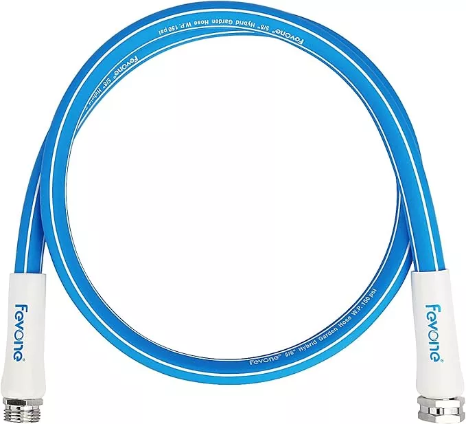 fevone-5-ft-garden-hose-2-year-warranty-hose-reel-leader-hose-hybrid-polymer-kin Fevone 5 ft Garden Hose, 2-Year Warranty, Hose Reel Leader Hose, Hybrid Polymer, Kink Resistance, Flexible, Durable, Leak Free, Aluminum Fittings, 3/4" GHT, 5/8" ID, 600 Psi, Drinking Water Safe