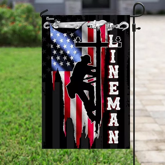 flags-lineman-flag-mlh896f-garden-flag-11-5-x-17-5-usa-house-garden-flags-premiu Flags-Lineman Flag MLH896F, Garden Flag (11.5" x 17.5")-USA House Garden Flags Premium Polyester-Decorative Outdoor Flags