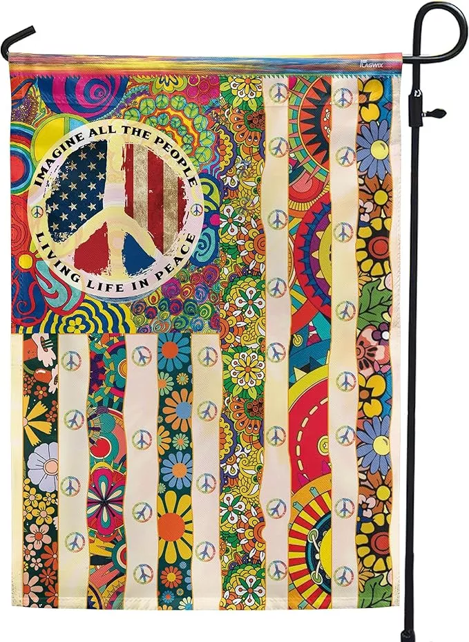 flags-people-living-life-in-peace-hippie-flag-psl318f-garden-flag-11-5-x-17-5-us Flags-People Living Life In Peace Hippie Flag PSL318F, Garden Flag (11.5" x 17.5")-USA House Garden Flags Premium Polyester-Decorative Outdoor Flags