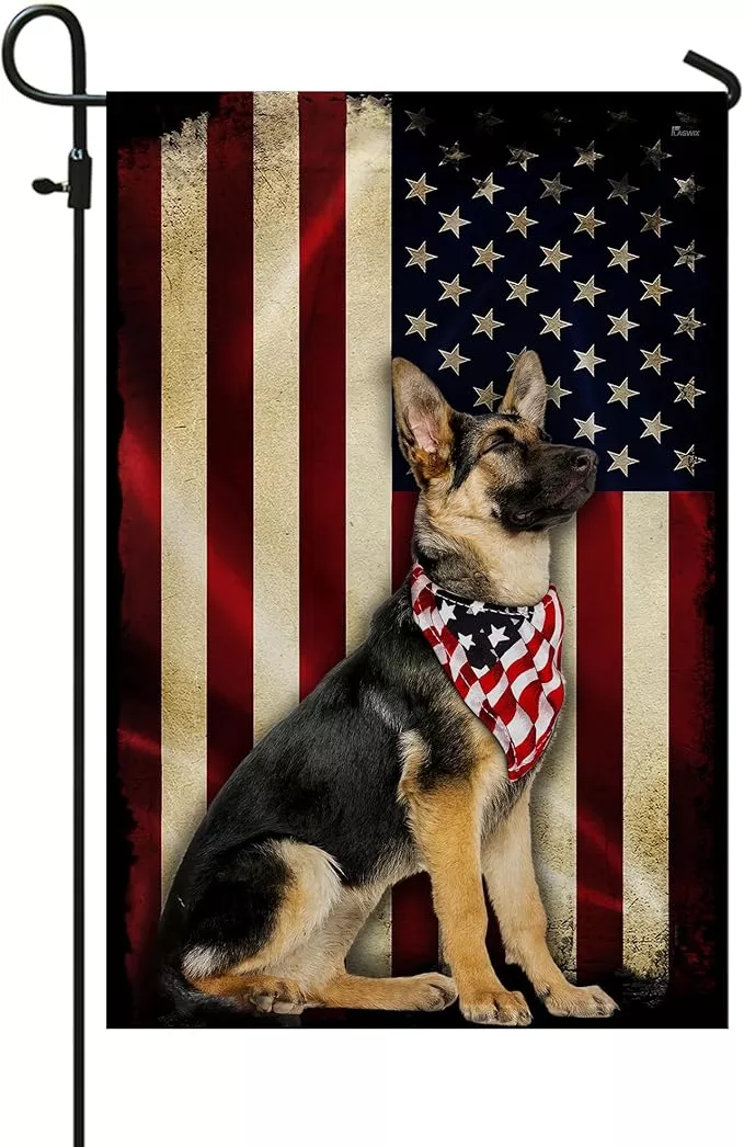 flagwix-flags-german-shepherd-american-flag-mrpsl196f-garden-flag-11-5-x-17-5-us FLAGWIX Flags - German Shepherd American Flag MRPSL196F, Garden Flag (11.5" x 17.5") - USA House Garden Flags Premium Polyester - Decorative Outdoor Flags