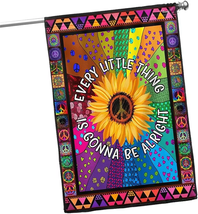 flagwix-flags-hippie-sunflower-every-little-thing-gonna-be-alright-flag-house-fl FLAGWIX Flags - Hippie Sunflower. Every Little Thing Gonna Be Alright Flag, House Flag (29.5" x 39.5") - USA House Garden Flags Premium Polyester-Decorative Outdoor Flags