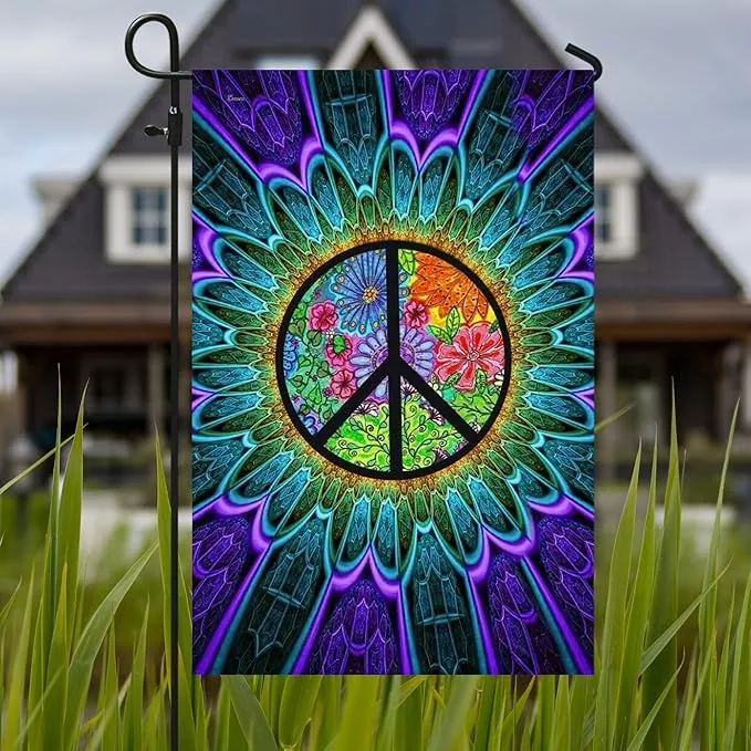 flagwix-peace-hippie-american-flags-sunflower-decor-garden-flag-12x18-peace-sign FLAGWIX Peace Hippie American Flags - Sunflower Decor, Garden Flag 12x18, Peace Sign Flags, Decorations Outdoor, A Little Something To Brighten Your Day Flag - Double Sided Heavy Duty Canvas Flags