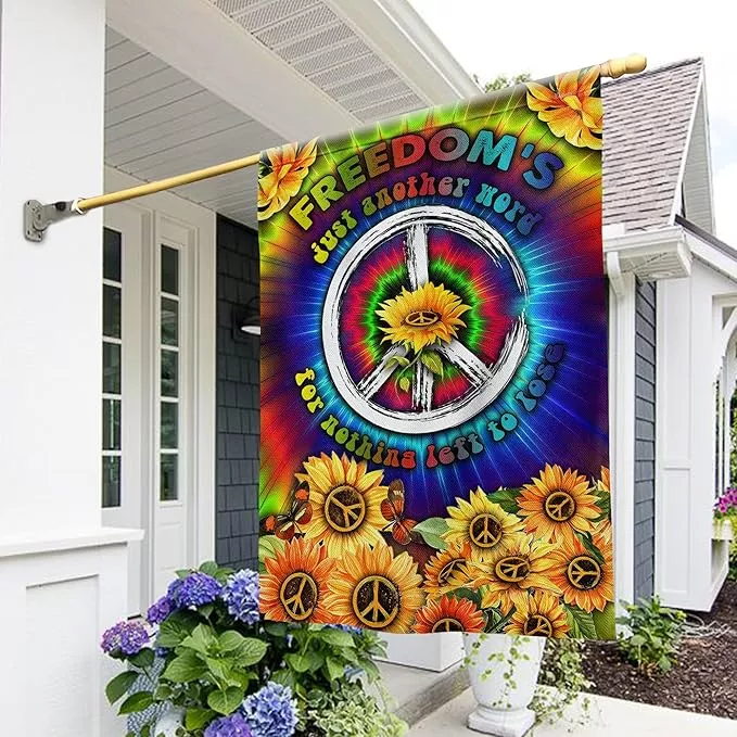 flagwix-sunflower-hippie-peace-flags-summer-flag-decorations-home-outside-house- FLAGWIX Sunflower Hippie Peace Flags - Summer Flag Decorations For Home, Outside, House Flag (30 x 40) - USA House Garden Flags, Hippie Peace House Flag, Premium Polyester - Decorative Outdoor Flags