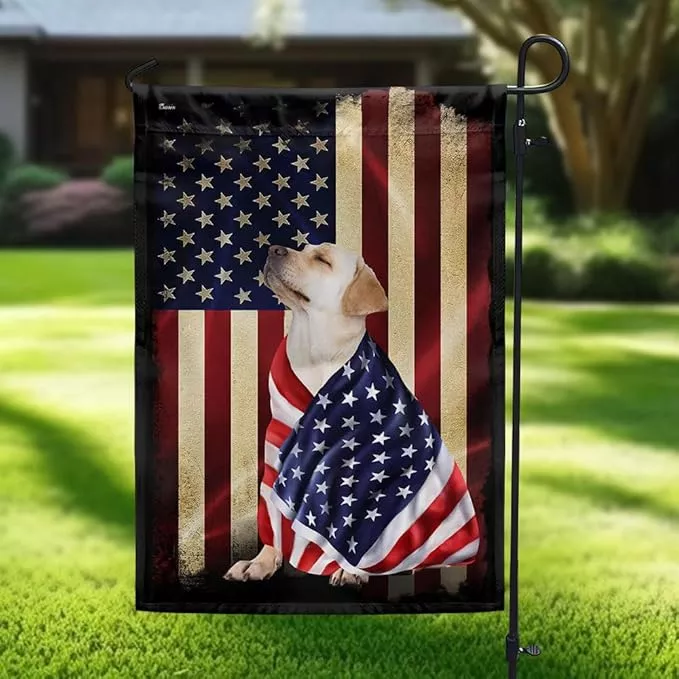 flagwix-yellow-labrador-retriever-flag-outdoor-labrador-decorations-4th-july-dec FLAGWIX Yellow Labrador Retriever Flag, Outdoor Labrador Decorations - 4th of July Decorations Outdoor, Garden Flag (11.5" x 17.5") - Heavy-duty Canvas American with Labrador Flag, Dog Garden Decor