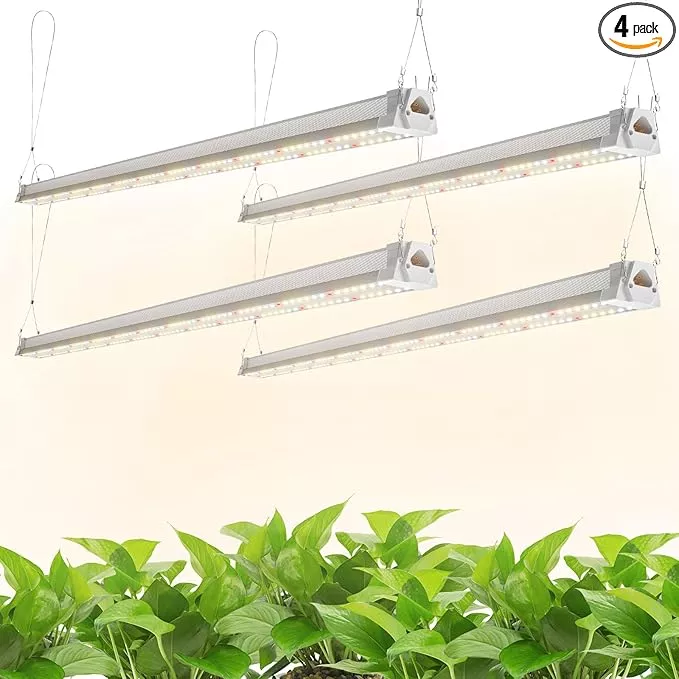 FREELICHT 4 Pack 4FT LED Grow Lights, 160W (4 x 40W,1080W Equivalent), Full Spectrum Sunlight Growing Lamp Fixture, Hanging Plant Light for Hydroponic Indoor Plants Seeding, Plug-in with On/Off Switch
