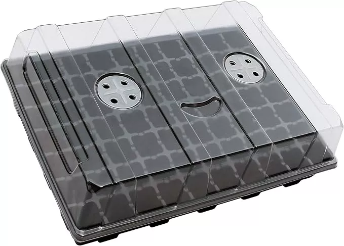 Gardzen Seed Starter Tray, 5 Pack Smiling Face Plant Germination Trays with Total 350-Cell, Seed Starter Kit with Humidity Vented Domes and Bases for Starting Vegetable Flower Herb Seeds 18" x 14"