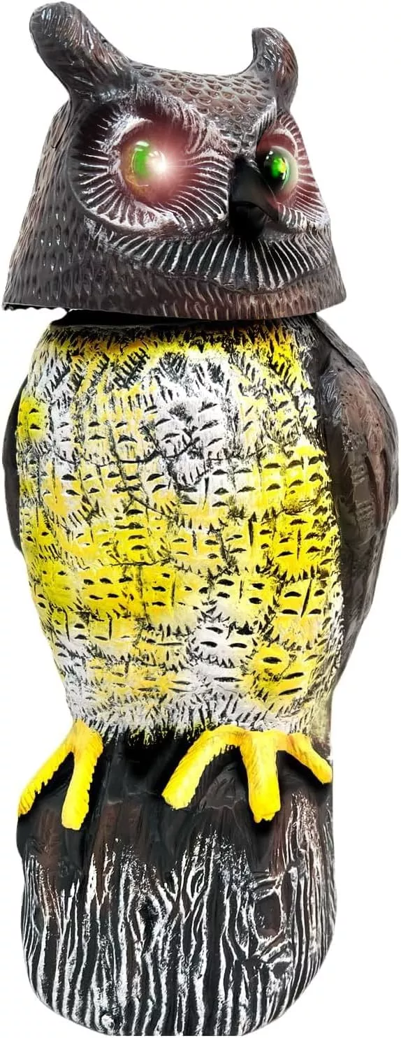 giftexpress-owl-scarecrow-decoy-17-tall-solar-powered-rotating-head-sound-led-li GIFTEXPRESS Owl Scarecrow Decoy - 17" Tall Solar Powered Rotating Head, Sound & LED Lights Pest Deterrent - Motion Sensing Bird & Rodent Repellent Statue - Outdoor Fake Scare Crow for Yard & Gardens