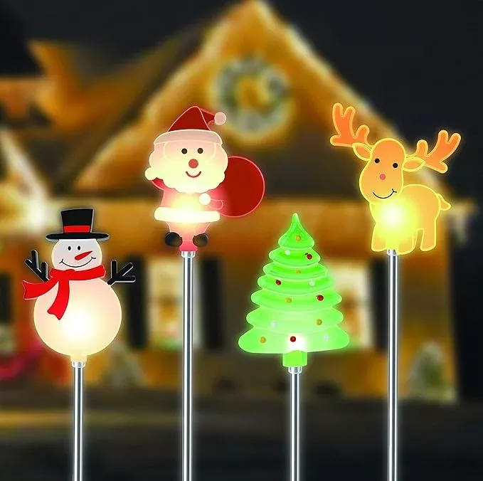 glintoper-4-pack-solar-christmas-figurine-lights-outdoor-lighted-decorative-sant Glintoper 4 Pack Solar Christmas Figurine Lights, Outdoor Lighted Decorative Santa Claus, Snowman, Xmas Tree & Reindeer with Garden Stakes, Warm White LED Lighting Yard Stake for Path Lawn Patio Decor