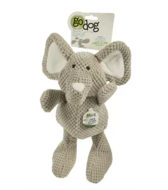 godog-large-checkers-gray-elephant-plush-dog-toy goDog, Large Checkers Gray Elephant Plush Dog Toy