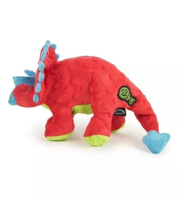 goDog, Multicolored Large Dino Frills Triceratops Plush Dog Toy