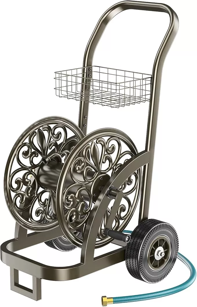 goforwild-garden-hose-reel-cart-with-wheel-hold-up-to-200-ft-5-8-hose-heavy-duty GOFORWILD Garden Hose Reel Cart with Wheel, Hold up to 200 Ft of 5/8" Hose, Heavy Duty Steel Frame Water Hose Reel Cart with Storage Basket, Mobile Hose Reel for Outside Garden Lawn Yard
