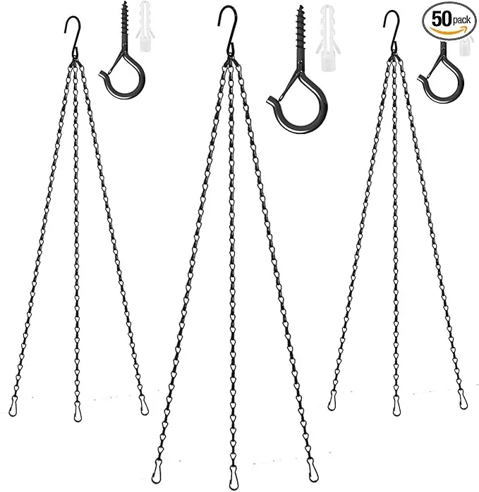hanging-basket-chain-23-inch-3-hanging-chain-plant-pot-replacement-hook-plant-ho Hanging Basket Chain 23 Inch 3 Hanging Chain Plant Pot Replacement Hook Plant Hook for Flower Pots, Bird Feeders & Lanterns, 3 Pack (23” Black)