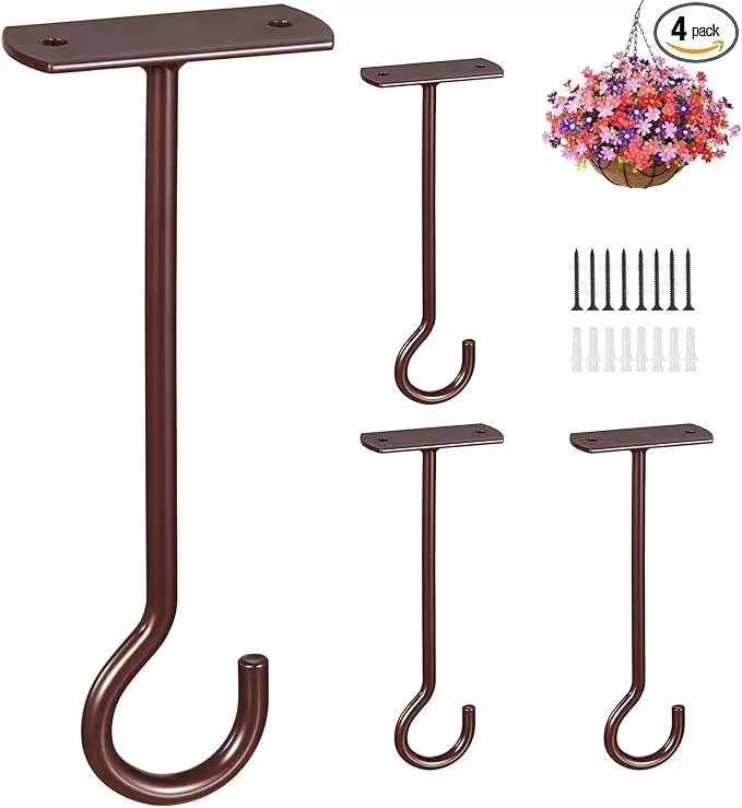 hanging-plant-bracket-6inch-4pack-metal-plant-hook-shepherds-hook-decorative-wal Hanging Plant Bracket 6inch 4Pack Metal Plant Hook Shepherds Hook Decorative Wall Plant Hanger for Hanging Lanterns Bird Feeder Flower Basket Home Decor Indoor & Outdoor White