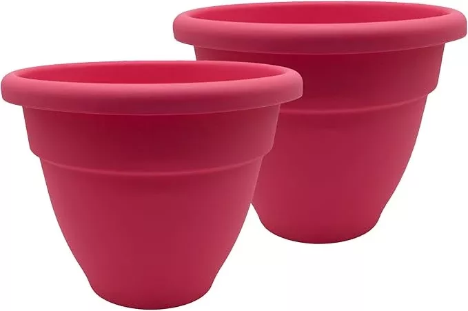 hc-companies-caribbean-planter-pot-outdoor-indoor-plant-pot-with-drainage-hole-p The HC Companies Caribbean Planter Pot - Outdoor & Indoor Plant Pot with Drainage Hole & Plug - Rolled Rim Plastic Pots for Plants & Flowers - Decorative Plant Pot (10" Clay, Pack of 2)