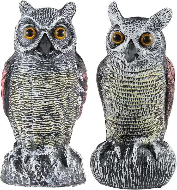 hedoc-2-pack-fake-owl-decoys-to-scare-birds-away-from-gardens-rooftop-long-eared Hedoc 2 Pack Fake Owl Decoys to Scare Birds Away from Gardens and Rooftop, Long-Eared Owl Bird Deterrents, Nature Scarecrow Plastic Owls Pest Repellent, Owl Statue for Garden Decor, Yard Decoration