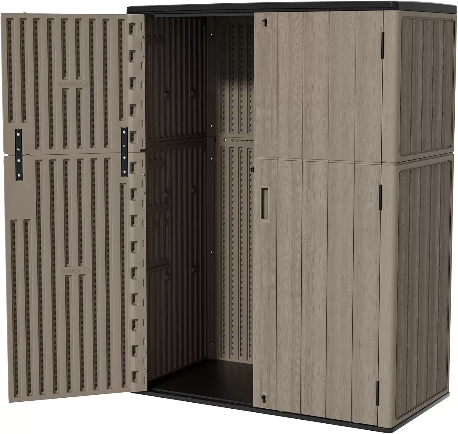 HOMSPARK 47 Cu.Ft Outdoor Storage Shed Weather Resistant, Multi Functional | Double-Wall Resin Storage Sheds & Outdoor Storage Box Waterproof for Backyard Garden Patio Lawn (Brown)