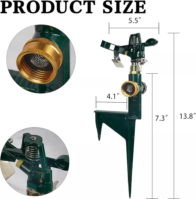 hourleey-2-pack-impact-sprinklers-yard-adjustable-pulsating-water-sprinkler-head Hourleey 2 Pack Impact Sprinklers for Yard, Adjustable Pulsating Water Sprinkler Head on Step Spike, Zinc Alloy Lawn Sprinkler for 360 Degree Large Area Patio Garden Irrigation