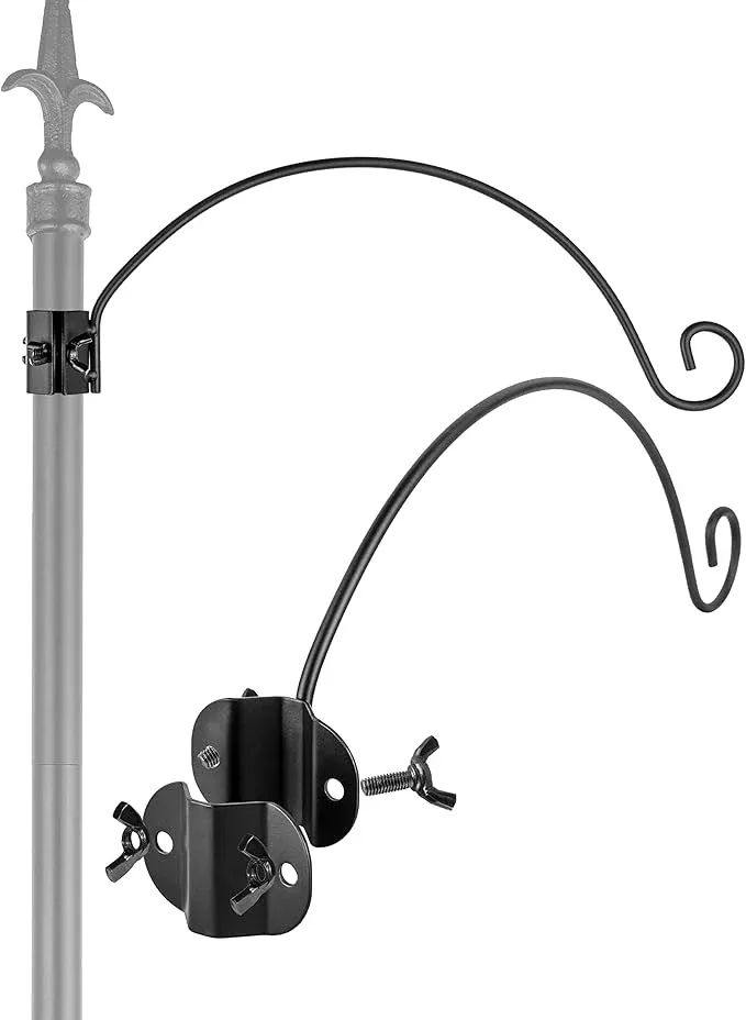 iborn-bird-feeders-hangers-1-pole-stand-station-outdoor-hanging-hooks-humming-bi iBorn Bird Feeders Hangers for 1” Pole Stand Station Outdoor Hanging Hooks for Humming Bird Feeders for Outside Plant Hanger Hook Bracket Kit 12.2 Inch Long Metal Hooks for 1 Inch Pole, Pack of 2