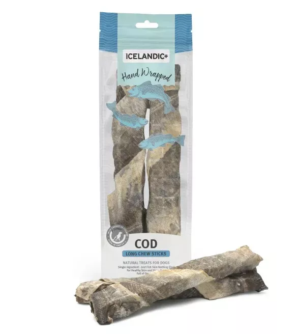 icelandic-10-hand-wrapped-cod-skin-long-chew-sticks-dogs-2-pk Icelandic+, 10" Hand Wrapped Cod Skin Long Chew Sticks for Dogs, 2 pk