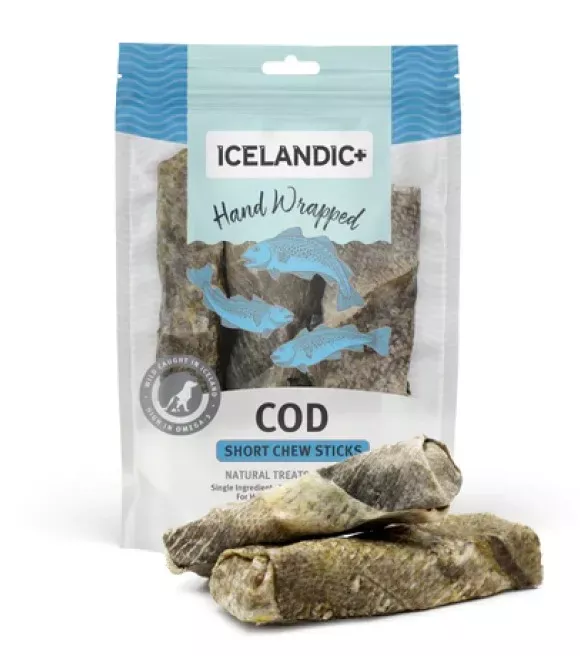 icelandic-5-hand-wrapped-cod-skin-short-chew-sticks-dogs-3-pk Icelandic+, 5" Hand Wrapped Cod Skin Short Chew Sticks for Dogs, 3 pk