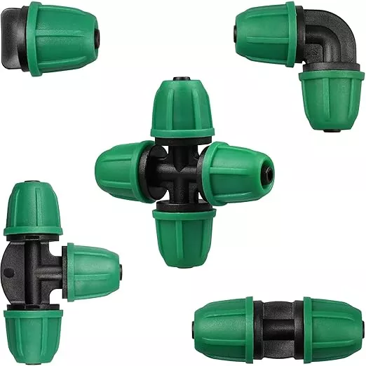 jayee-50-pcs-drip-irrigation-fittings-kit-1-4-inch-tubing-drip-line-parts-drip-s JAYEE 50 Pcs Drip Irrigation Fittings Kit for 1/4 Inch Tubing, Drip Line Parts for Drip Systems - 20 Tee, 12 Coupling, 8 Elbow, 5 Barbed 4-Way Cross, 5 End Closure - Barbed Locked Nuts Connectors