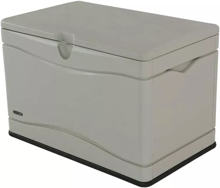 lifetime-60059-black-bottom-desert-tan-sides-lid-outdoor-storage-box-80-gal-80-g LIFETIME 60059 Black Bottom & Desert (Tan) Sides and Lid Outdoor Storage Box-80 Gal, 80 Gallon, Desert Sand