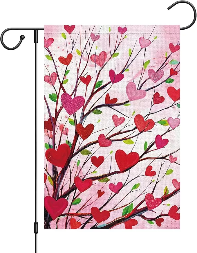 louise-maelys-garden-flag-love-heart-tree-12x18-inch-double-sided-welcome-small- Louise Maelys Garden Flag Love Heart Tree 12x18 Inch Double Sided Welcome Small Burlap Spring Holiday Yard Outdoor Outside Home Decoration