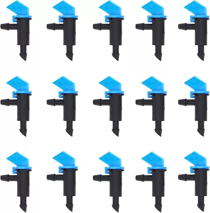 lxcom-lighting-100-pack-2-gph-flag-dripper-emitter-drip-emitters-8l-h-irrigation Lxcom Lighting 100 Pack 2 GPH Flag Dripper Emitter Drip Emitters 8L/H Irrigation Emitter Sprinkler Drippers System Parts Connect 4mm/7mm Hose for Lawn Vegetables Garden (Blue)