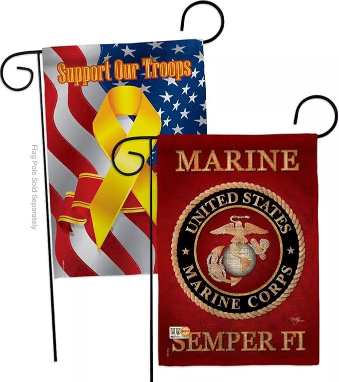 marine-corps-burlap-garden-flag-pack-armed-forces-usmc-semper-fi-united-state-am Marine Corps Burlap Garden Flag - Pack Armed Forces USMC Semper Fi United State American Military Veteran Retire Official Support Our Troops - House Banner Small Yard Gift Double-Sided 13 X 18.5