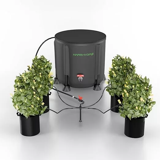 MARS HYDRO 2025 New Auto Drip Irrigation Kits with 13 Gallon Foldable Bucket, 24W Upgraded Water Pump, 8 Drip Emitters, Garden Watering System for Grow Tent Indoor, Lawn, Greenhouse, Yard