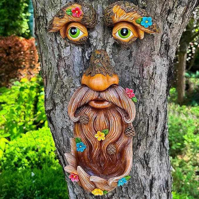 mood-lab-tree-face-decor-outdoor-tree-bird-feeder-old-man-tree-face-decoration-t Mood Lab Tree Face Decor - Outdoor Tree Bird Feeder - Old Man Tree Face Decoration - Tree Garden Hugger - Yard Art Statues