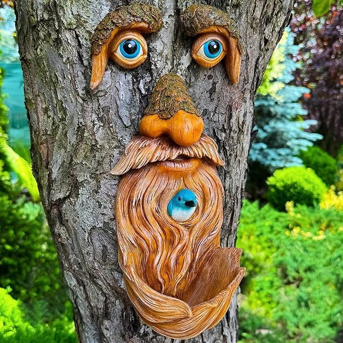 mood-lab-tree-faces-decor-outdoor-old-man-bird-feeder-tree-hugger-garden-decorat Mood Lab Tree Faces Decor Outdoor - Old Man Bird Feeder - Tree Hugger Garden Decoration - Yard Art Statues