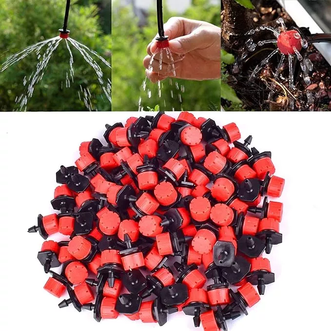 msdada-110-pcs-adjustable-irrigation-drippers-sprinklers-emitter-drip-anti-clogg MSDADA 110 Pcs Adjustable Irrigation Drippers Sprinklers Emitter Drip Anti-Clogging Watering System for Flower beds,Gardens, Lawn on 1/4'' Barb